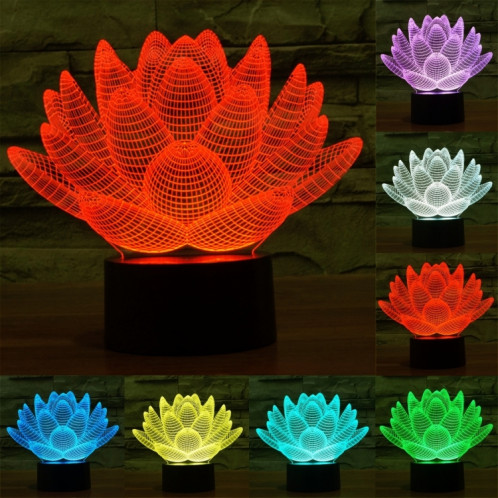 Lotus Style 7 Couleur Décoloration Creative Visual Stéréo Lampe 3D Tactile Commutateur LED Lumière Bureau Lampe de Nuit Lumière SL62341139-313