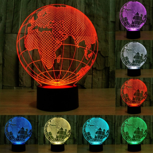 European Globe Style 7 Décoloration des couleurs Lampe stéréo visuelle créative Contrôle du contact tactile 3D Lumière LED Lampe de bureau Lampe de nuit SE62481-313