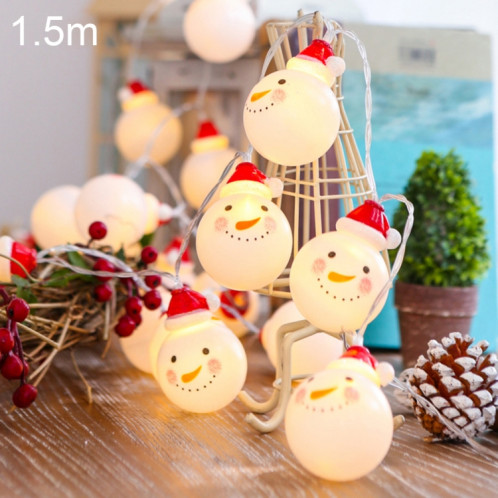 1,5 m bonhomme de neige LED vacances guirlande lumineuse, 10 LED 2 x piles AA Batterie alimenté chaud décoratif fée lampe décorative pour Noël, fête, chambre à coucher (blanc chaud) SH36WW426-35