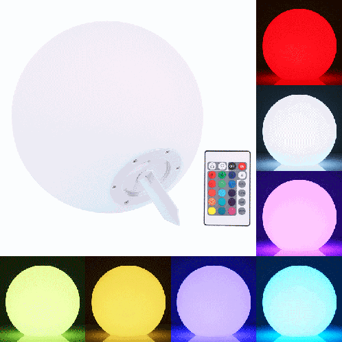 Esmartlive ES-BALL 30cm lumière colorée LED Ball Light avec télécommande, IP68 imperméable à l'eau LED décorative (blanc) SH732W1642-39