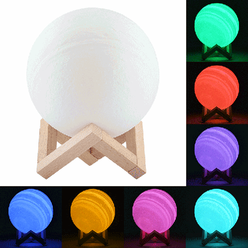 Lampe d'impression 3D Jupiter, Diamètre: 15cm, Recharge USB Patted 7-Color Changement de lumière à LED Éclairage à économie d'énergie avec socle en bois SH78931934-313 Lampe d'impression 3D Jupiter, Diamètre: 15cm, Recharge USB Patted 7-Color Changement de lumière à LED Éclairage à économie d'énergie avec socle en bois SH78931934-313