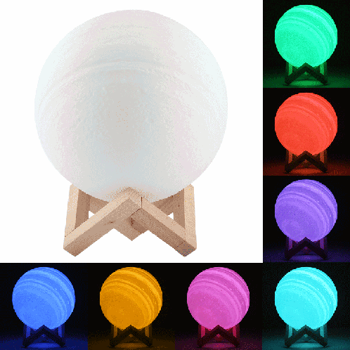 Lampe d'impression 3D Jupiter, Diamètre: 18cm, Recharge USB Patted 7-Color Changement de lumière à LED Éclairage à économie d'énergie avec base de support en bois SH7895199-313 Lampe d'impression 3D Jupiter, Diamètre: 18cm, Recharge USB Patted 7-Color Changement de lumière à LED Éclairage à économie d'énergie avec base de support en bois SH7895199-313