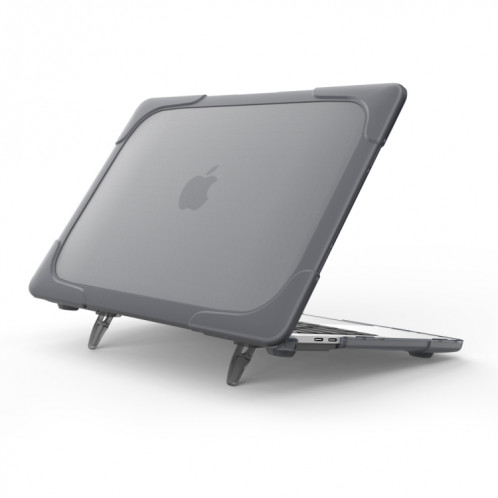 Pour Macbook Pro 13.3 pouces (A1708) & avec Touchbar (A1706) ordinateur portable TPU + PC pliant antichoc étui de protection avec support (gris) SH108H104-312