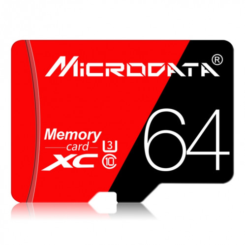 Carte mémoire MICRODATA 64 Go haute vitesse U3 rouge et noire TF (Micro SD) SH5756256-310