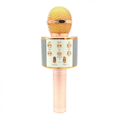 WS-858 Métal Haute Qualité Sonore Handheld KTV Karaoke Enregistrement Bluetooth Sans Fil Microphone, pour Ordinateur Portable, PC, Haut-Parleur, Casque, iPad, iPhone, Galaxy, Huawei, Xiaomi, LG, HTC et Autres Smart SH98RG738-312