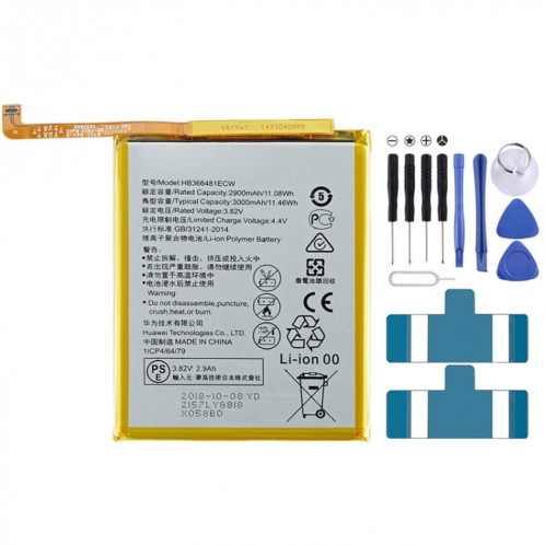 3000mAh HB366481ECW LI-POLYMER DE REMPLACEMENT DE BATTERIE POUR HUAWEI P20 LITE / P10 LITE / NOVA 3E / HONNEUR 9 LITE / HONNEUR 9I / HONE V9 Ecouter / P8 Lite 2017 / Y6 II SH0423615-34