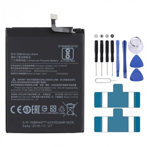 Batterie Li-Polymère BN44 3900mAh pour Xiaomi Redmi 5 Plus SH35511027-35
