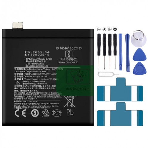 Batterie de polymère Li-ion 4000mAh BLP699 pour Oneplus 7 Pro SH98721878-33