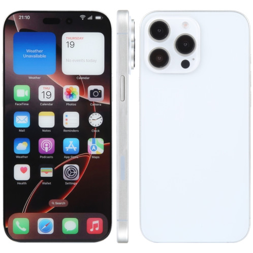Pour iPhone 16 Pro Max, écran couleur non fonctionnel, faux modèle d'affichage factice (blanc) SH703W996-37