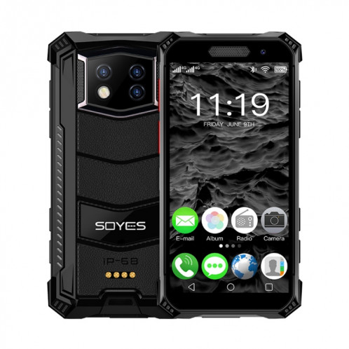 SOYES S10 MAX Mini Smartphone Robuste , 4GB + 128GB, IP68 imperméable anti-poussière, identifiant de visage et empreinte digitale, 3,5 pouces Android 10,0 mtk6762 octa jusqu'à 2.0GHz, Dual Sim, PTT Noir SH695B1459-324