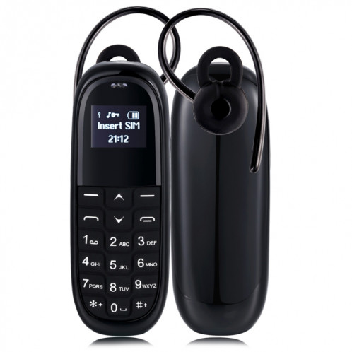 AIEK KK1 Mini Téléphone portable, Clavier anglais, Casque mains libres Bluetooth Dialer, MTK6261DA, Anti-Perdu, Carte SIM unique, Réseau: 2G (Noir) SA913B165-316