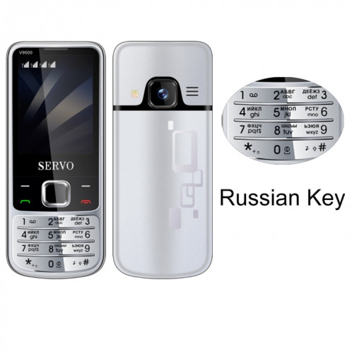 Servo V9500 téléphone portable, clé anglaise, 2,4 pouces, SPREDTRUM SC6531CA, 21 touches, support Bluetooth, FM, Son magique, lampe de poche, GSM, Quad SIM (argent) SS057S1612-314