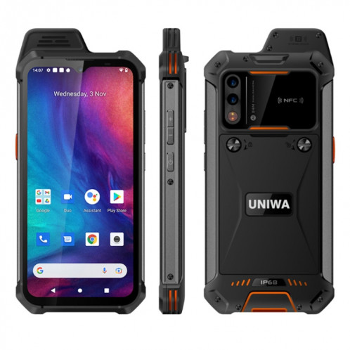 Uniwa W888 Standard Standard Thelphone, 4GB + 64 Go, IP68 imperméable anti-poussière anti-poussière, batterie 5000mAh, 6,3 pouces Android 11 mtk6765 Helio P35 octa noyau jusqu'à 2.35 GHz, réseau: 4g, NFC, OTG (Noir SU99BC1065-37