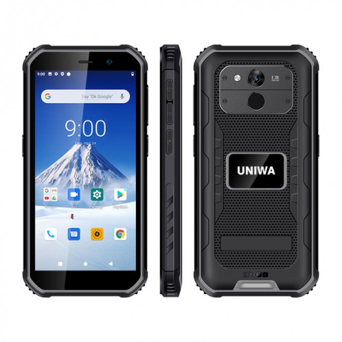 Téléphone robuste de l'UNIWA F963, 3GB + 32GB, IP68 imperméable anti-poussière anti-poussière, 5,5 pouces Android 10,0 mtk6739 quad noyau jusqu'à 1,25 GHz, réseau: 4g, NFC, OTG (gris noir) SU47BH94-37