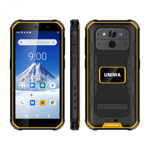 Téléphone robuste de l'UNIWA F963, 3GB + 32GB, IP68 imperméable anti-poussière anti-poussière, 5,5 pouces Android 10,0 mtk6739 quad noyau jusqu'à 1,25 GHz, réseau: 4g, NFC, OTG (jaune noir) SU47BY370-37