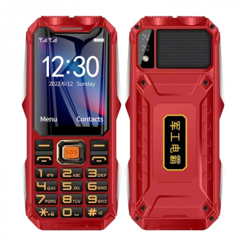 Téléphone aîné à trois épreuves à triple mafam 4g, Affiche étanche à l'épreuve des chocs, batterie de 16800mAh, 2,4 pouces, 21 touches, Bluetooth, lampe de poche LED, FM, SOS, double sim, réseau: 2G (rouge) SH208R970-38
