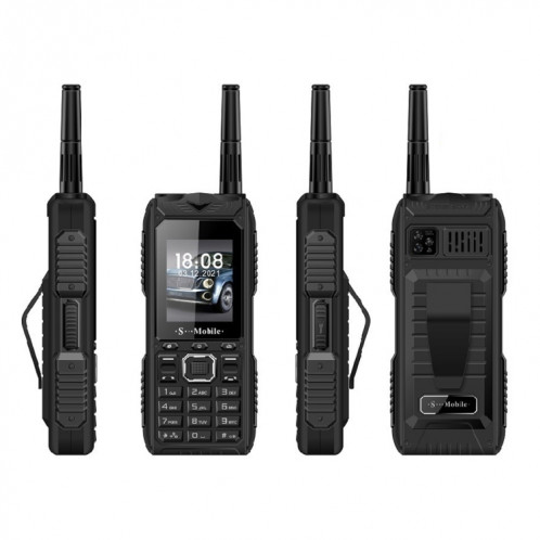 Téléphone aîné S555 à l'épreuve triple, Batterie imperméable à l'épreuve des amortisseurs, une batterie de 2400mAh, 2.2. pouces, 21 touches, lampe de poche LED, FM, quad sim, avec antenne (noir) SH213B1322-36