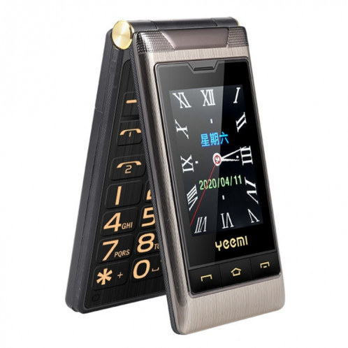 Téléphone à bascule à double écran mafam F10, Écran tactile de 2,8 pouces + 2,4 pouces, 5900mAh Batterie, Support FM, SOS, GSM, Numéro de famille, Big Touches, Dual Sim (Gun Metal) SH31GM898-311