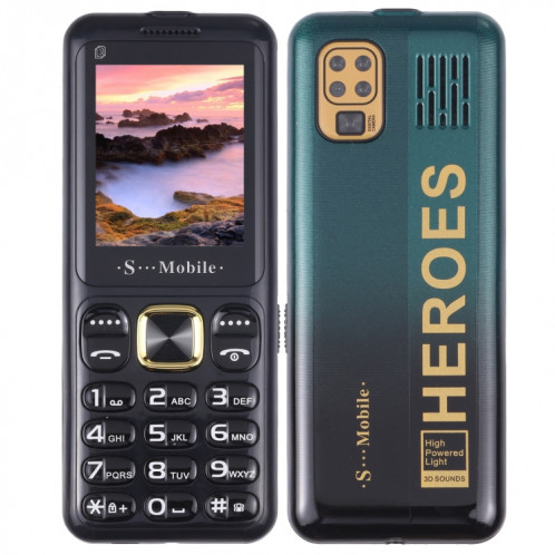 Téléphone pour personnes âgées W23, 2,2 pouces, batterie 800 mAh, 21 touches, prise en charge Bluetooth, FM, MP3, GSM, Triple SIM (vert) SH212G751-36