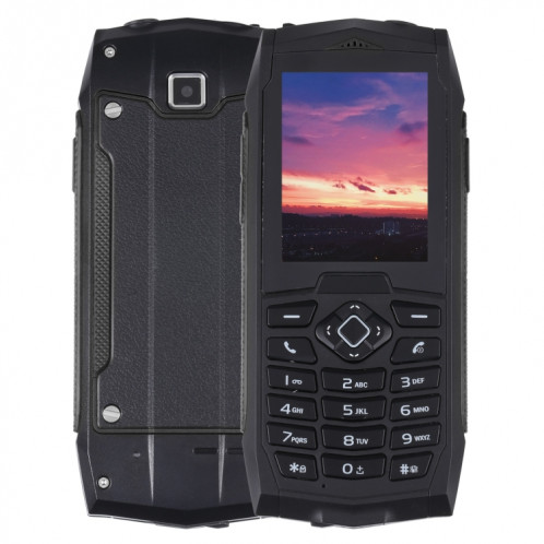 Téléphone robuste Rugtel R1C, IP68 étanche à la poussière antichoc, 2,4 pouces, MTK6261D, batterie 2000 mAh, SOS, FM, double SIM (noir) SR303B1763-314
