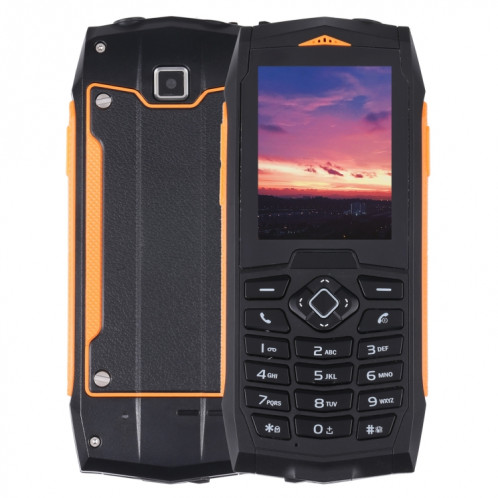 Téléphone robuste Rugtel R1C, IP68 étanche à la poussière antichoc, 2,4 pouces, MTK6261D, batterie 2000 mAh, SOS, FM, double SIM (orange) SR303E535-314