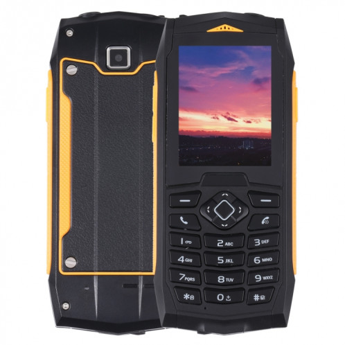 Téléphone robuste Rugtel R1C, IP68 étanche à la poussière antichoc, 2,4 pouces, MTK6261D, batterie 2000 mAh, SOS, FM, double SIM (jaune) SR303Y987-314