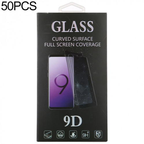 50 PCS papier extérieur + boîte d'emballage intérieure en plastique pour protecteur d'écran en verre trempé SH68101316-32