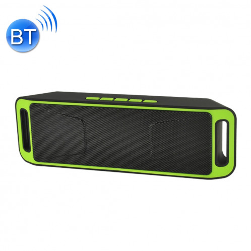 SC208 Haut-parleur Bluetooth de lecture de musique multifonctionnelle de carte, prise en charge des appels mains libres et carte TF et fonction U-disk et audio et FM AUX (verte) SH503G584-38