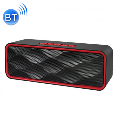 SC211 Haut-parleur Bluetooth de lecture de musique multifonctions, prise en charge des appels mains libres et des cartes TF et U-disk et fonction audio et FM AUX (rouge) SH506R1464-312