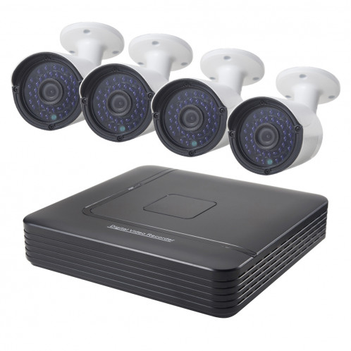 Kit caméra NVR pour caméras IP bullet puce COTIER A4B2 4Ch 1080P, support de vision nocturne / détection de mouvement, distance IR: 20 m SC077B978-38