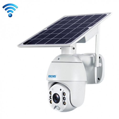 ESCAM QF280 HD 1080P IP66 Panneau solaire WiFi étanche PT Caméra IP avec batterie, prise en charge de la vision nocturne / détection de mouvement / carte TF / audio bidirectionnel (blanc) SE581W1455-317