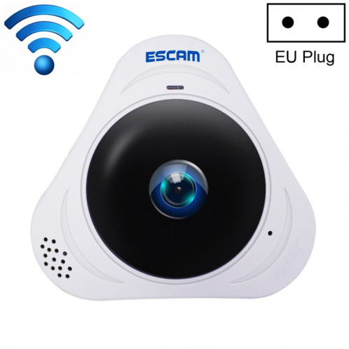 Escam Q8 960P 360P 360 degrés Fisheye lentille 1.3mp wifi Caméra IP, détection de mouvement de support / vision nocturne, IR Distance: 5-10m, prise EU (Blanc) SE0EUW1213-313