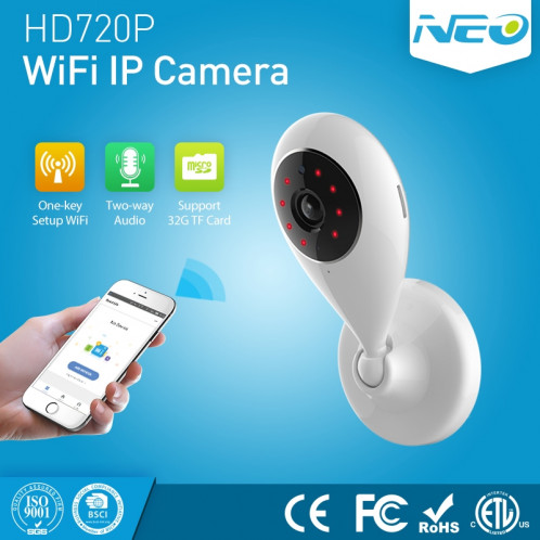 Caméra IP WiFi intérieure NEO NIP-55AI, avec vision nocturne infrarouge, moniteur multi-angle et télécommande pour téléphone portable SH34361254-312