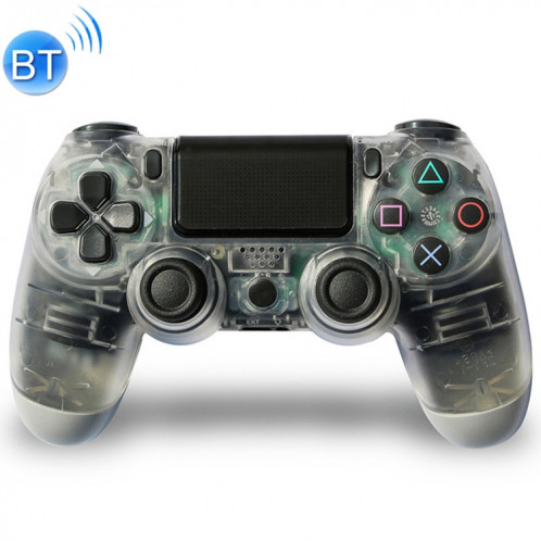 Contrôleur de poignée de jeu Bluetooth sans fil transparent avec lampe pour PS4, version UE (blanc) SH551W54-34