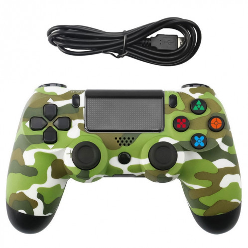 Contrôleur de poignée de jeu filaire de bouton de flocon de neige de camouflage vert pour PS4 SH10761338-34