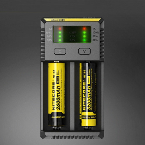 NOUVEAU Chargeur Digi Smart i2 Intelligent Nitecore avec indicateur DEL pour piles 14500, 16340 (RCR123), 18650, 22650, 26650, Ni-MH et Ni-Cd (AA, AAA) SH4073106-38