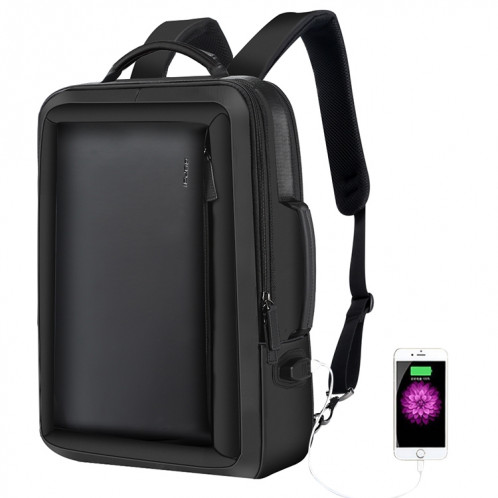 Bopai 751-006551 Sac à dos pour ordinateur portable respirant et décontracté de grande capacité avec interface USB externe, taille: 30 x 12 x 44 cm (noir) SB598B1490-316