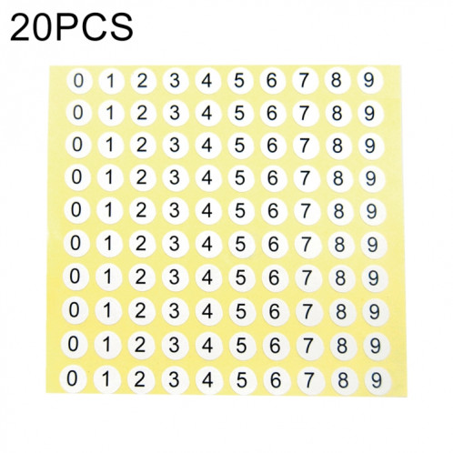 Étiquette de taille de chaussure d'autocollant de numéro de forme ronde de 20 pièces, numéro 0-9 SH10211374-32