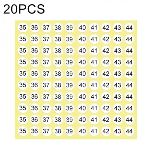 Étiquette de taille de chaussure d'autocollant de numéro de forme ronde de 20 pièces, numéro 35-44 SH1022983-32