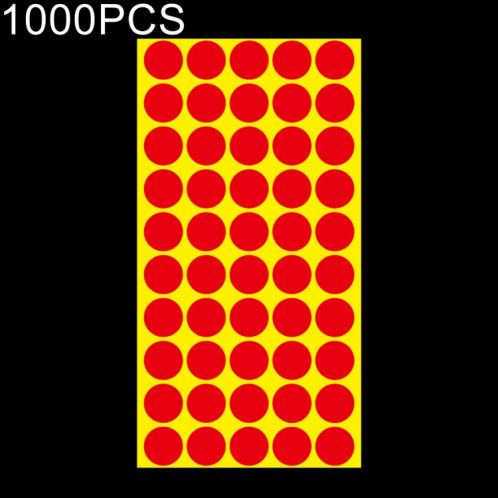 Étiquette de marque d'autocollant de marque colorée auto-adhésive de forme ronde de 1000 pièces (rouge) SH058R537-35