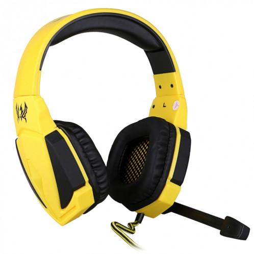 KOTION EACH G4000 Version USB Stéréo Gaming Headset Casque Headband avec Microphone Contrôle du Volume LED Lumière pour PC Gamer, Longueur de Câble: Environ 2.2m (Noir + Jaune) SK04BY1349-311