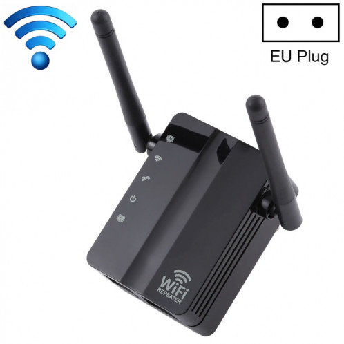 Routeur de réseau avec amplificateur de signal avec répéteur WiFi et extension sans fil N à 300 Mbits / s avec 2 antennes externes, prise UE (noir) SH327B1604-315