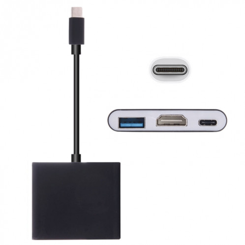 USB-C / Type-C 3.1 Mâle à USB 3.1 Type-C Femelle et HDMI Femelle et USB 3.0 Femelle Adaptateur, Pour Macbook 12 / Chromebook Pixel 2015 (Noir) SH849B774-35