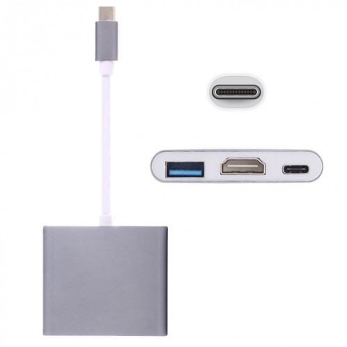 Adaptateur USB-C / Type-C 3.1 mâle vers USB 3.1 femelle-femelle et HDMI femelle-femelle et USB 3.0, pour Macbook 12 / Chromebook Pixel 2015 (gris) SH849H481-39