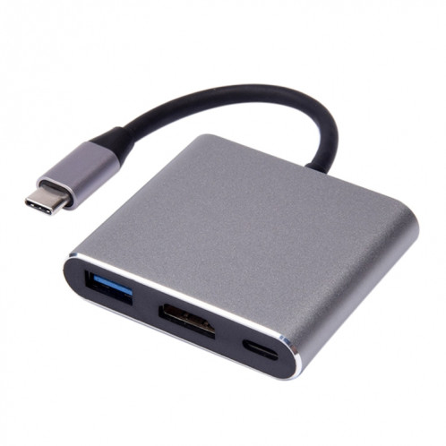 V125 UCB-C / Type-C mâle à PD + HDMI + USB 3.0 Femme 3 en 1 Convertisseur (gris) SH0851908-36