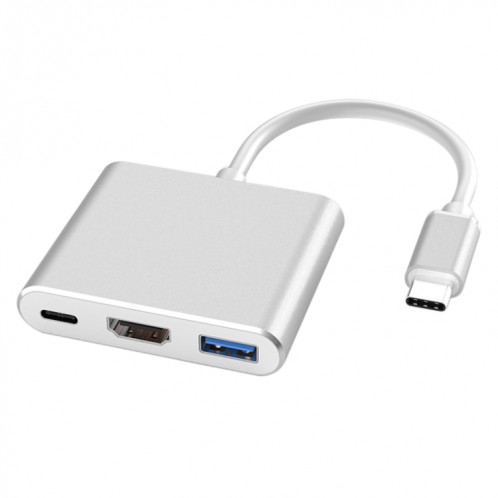 V125 UCB-C / Type-C mâle à PD + HDMI + USB 3.0 Femme 3 en 1 Convertisseur (argent) SH851S854-36