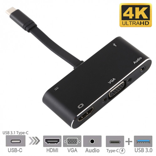V126 UCB-C / Type-C mâle vers PD + HDMI + VGA + Audio + USB 3.0 femelle 5 en 1 convertisseur SH0852778-310