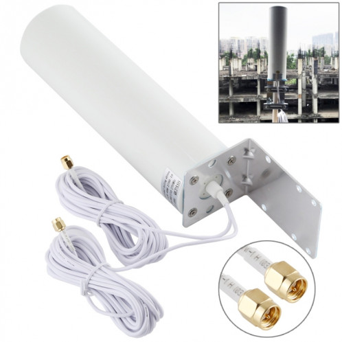 Antenne cylindrique externe 4G LTE WiFi 12DBi Omni avec SMA mâle (blanc) SH994W1192-38