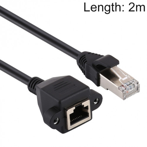 Câble d'extension de verrouillage à vis RJ45 femelle à mâle CAT5E, longueur: 2 m (noir) SH025B738-35