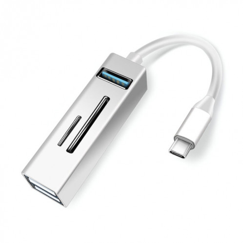 15102 5 en 1 USB-C / Type-C vers USB3.0 + Adaptateur HUB pour lecteur de carte SD / TF (Argent) SH208S930-37